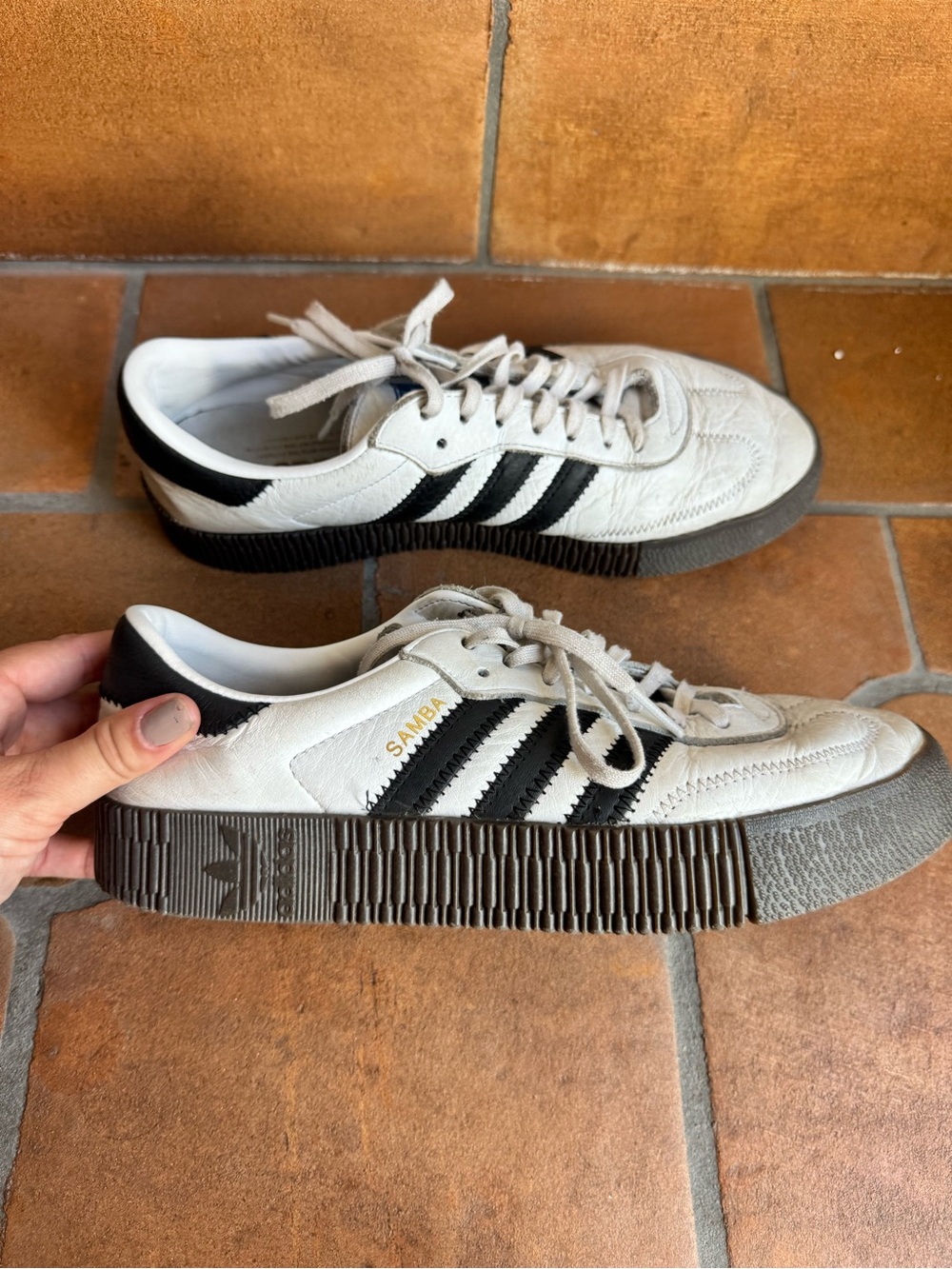 Adidas Samba OG White Black Gum Sole Leather Sneakers 9 Classic Y2K Minimalist - Picture 6 of 8